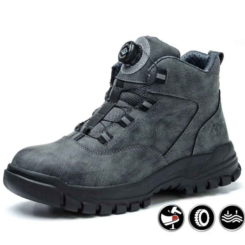 Safety Shoes Men Waterproof Work Boots Men Rotating Buttons Work Boots Nearby