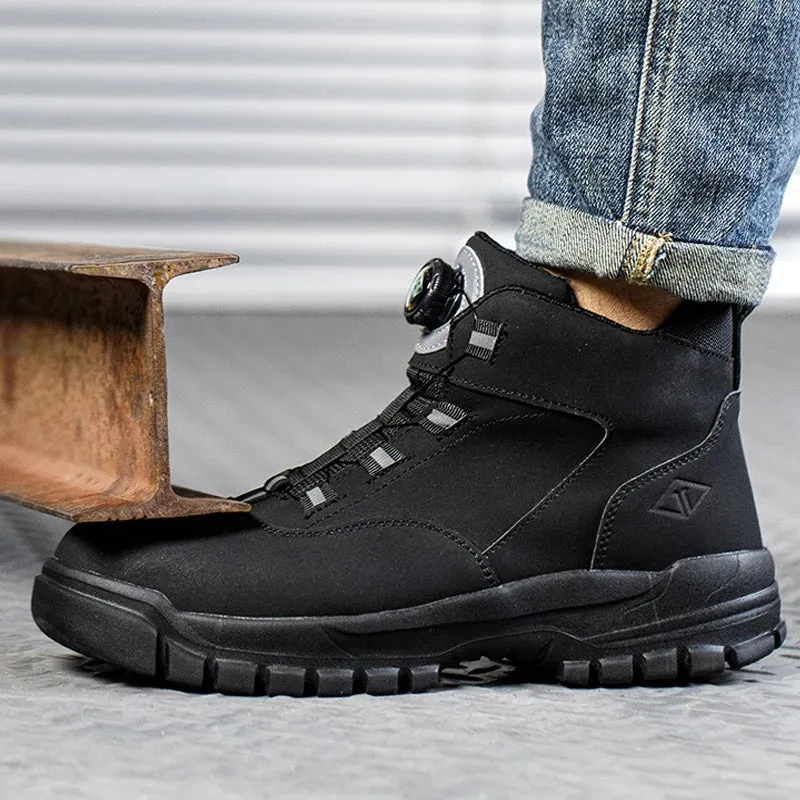 Safety Shoes Men Waterproof Work Boots Men Rotating Buttons Best Steel Toe Waterproof Work Boots