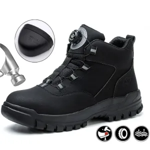 Safety Shoes Men Waterproof Work Boots Men Rotating Buttons Comfort Work Boots