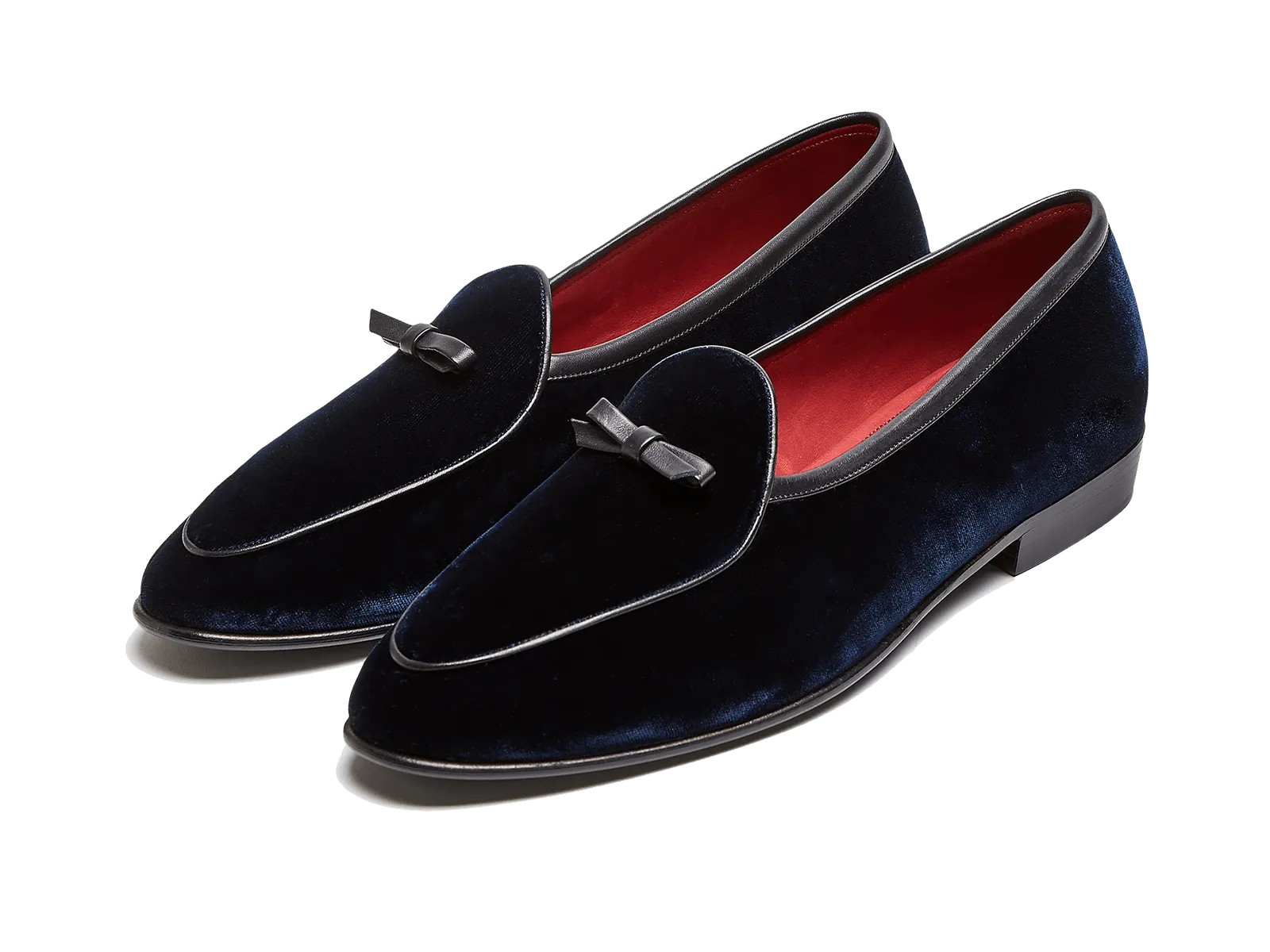 Best Loafers For Wide Feet Sagan Bow in Midnight Navy Velvet