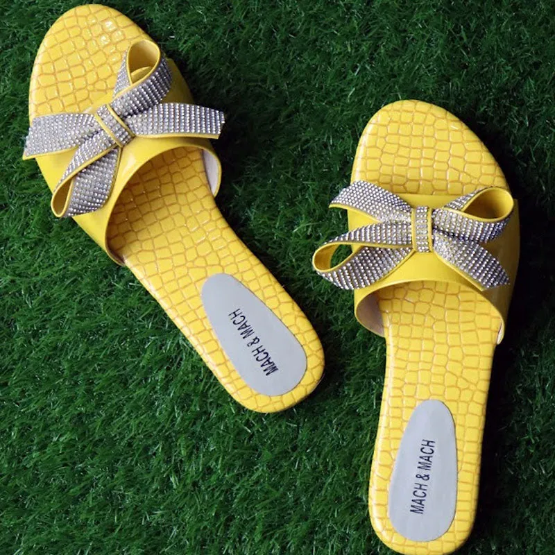 Stolen Slippers Sandal Rhinestone Bow Slide Slippers