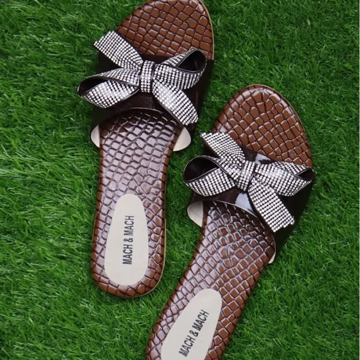 Sandal Rhinestone Bow Slide Slippers Knitted Slippers Patterns Free