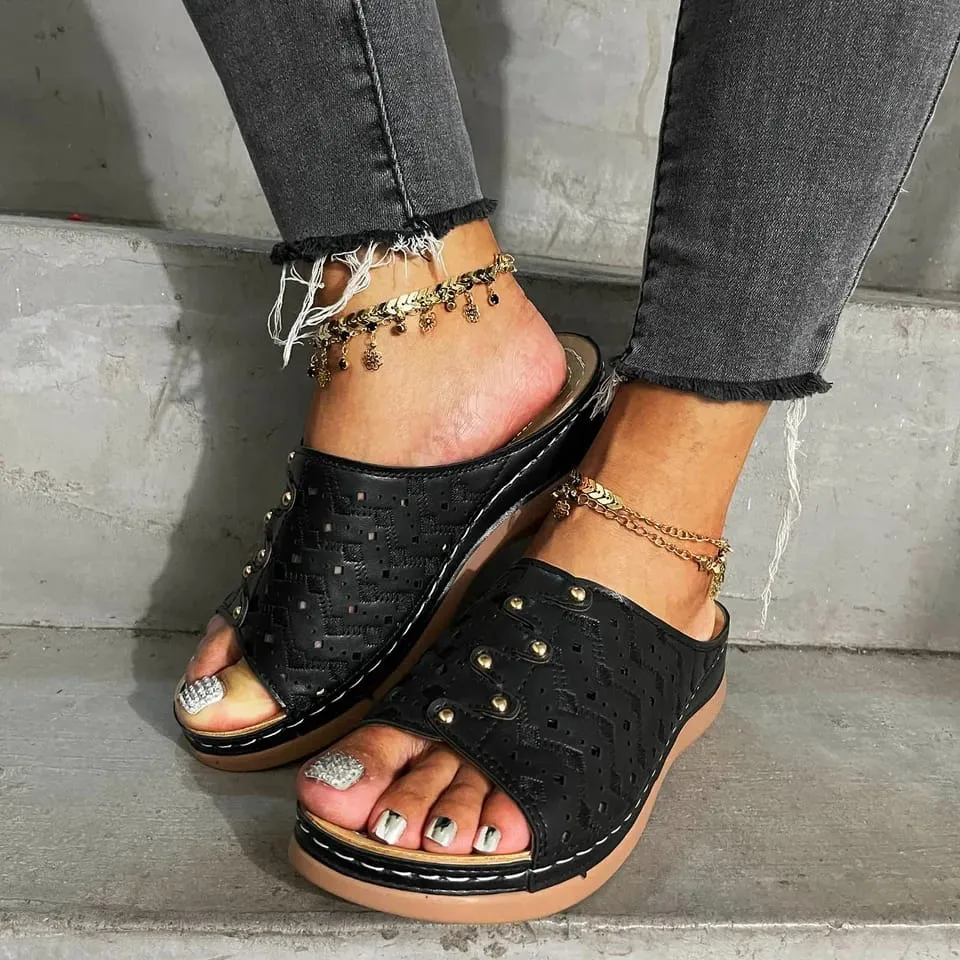 Buckle For Sandals Sandals Women Dressy Summer Hollow Out Wedges Shoes 37