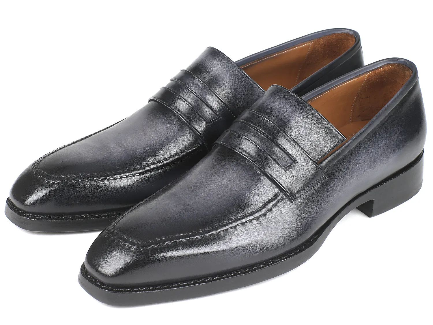 Paul Parkman Gray Burnished Goodyear Welted Loafers (ID#37LFGRY) Oscar Loafers