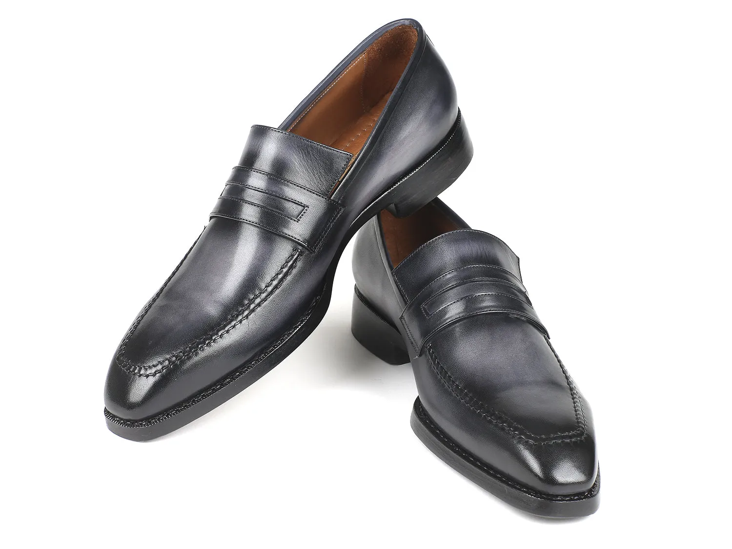 Paul Parkman Gray Burnished Goodyear Welted Loafers (ID#37LFGRY) Loafers And Leggings