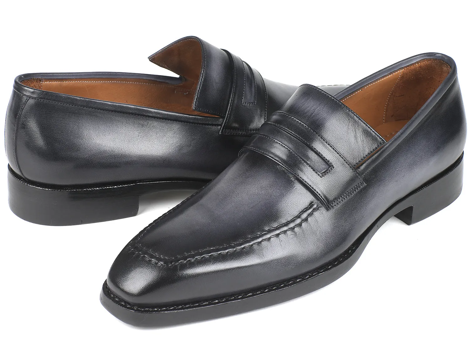 Paul Parkman Gray Burnished Goodyear Welted Loafers (ID#37LFGRY) Loafers With Laces