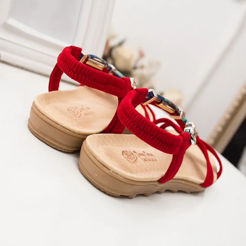 Flip Flops For Bathroom Women Sandals Women Flat Sandals Bohemian Flip Flops Summer Women Shoes Ladies Flat Shoes Red Casual Beach Sandals