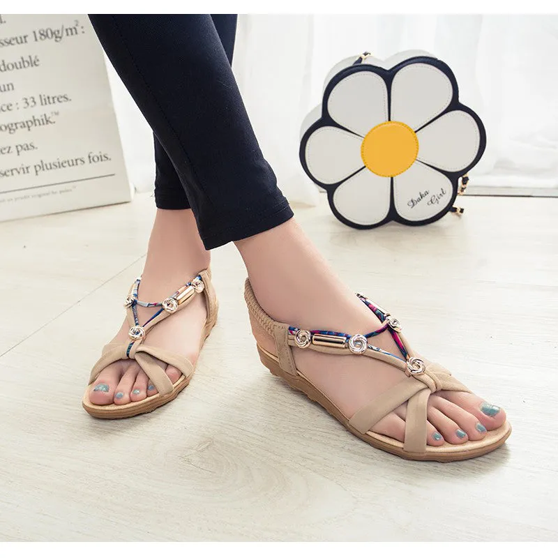 Women Sandals Women Flat Sandals Bohemian Flip Flops Summer Women Shoes Ladies Flat Shoes Red Casual Beach Sandals Flip Flops Mellow