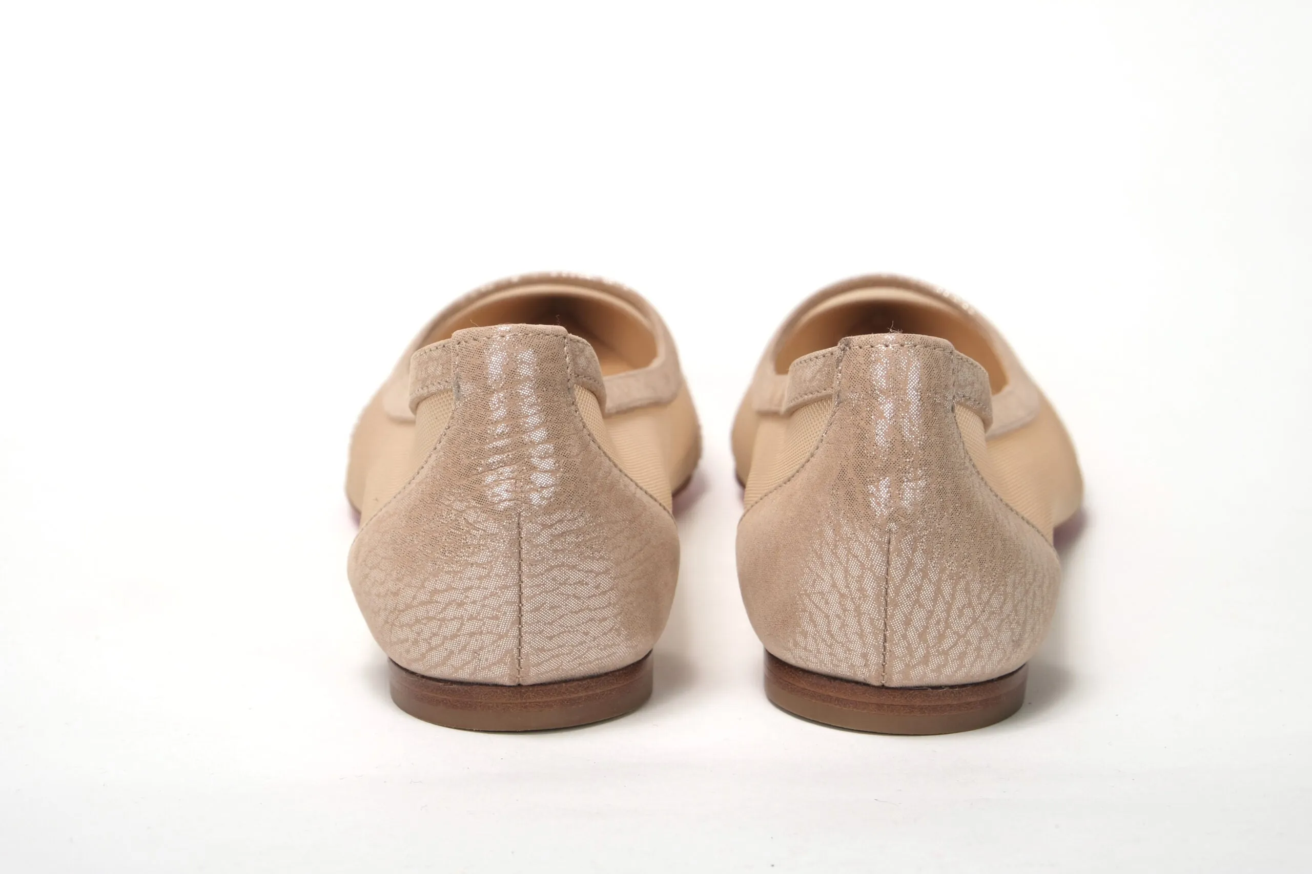 Christian Louboutin Silver Flat Point Toe Crystals Shoe Flat Shoes Knee Pain