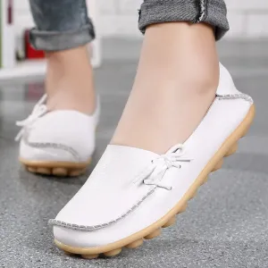 Shoes Women Moccasins Flats  Woman Loafers Genuine Leather Female Shoes Slip On Ballet Nurse Loafers Canvas