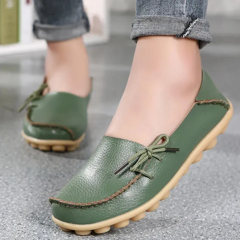 Last Resort Ab Loafers Shoes Women Moccasins Flats  Woman Loafers Genuine Leather Female Shoes Slip On Ballet Nurse