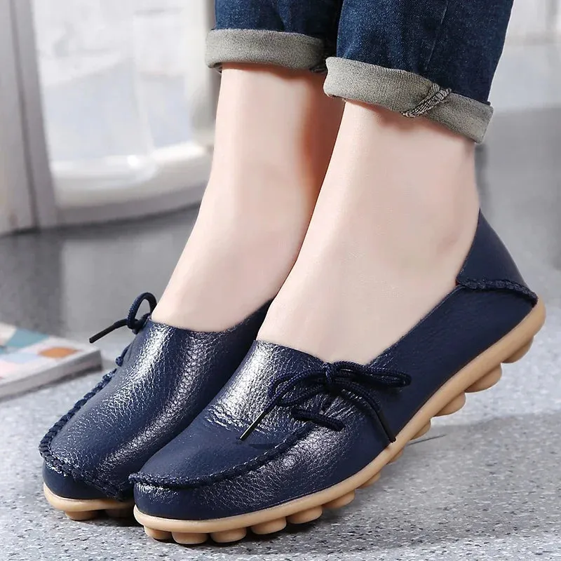 Shoes Women Moccasins Flats  Woman Loafers Genuine Leather Female Shoes Slip On Ballet Nurse Loafers Camo