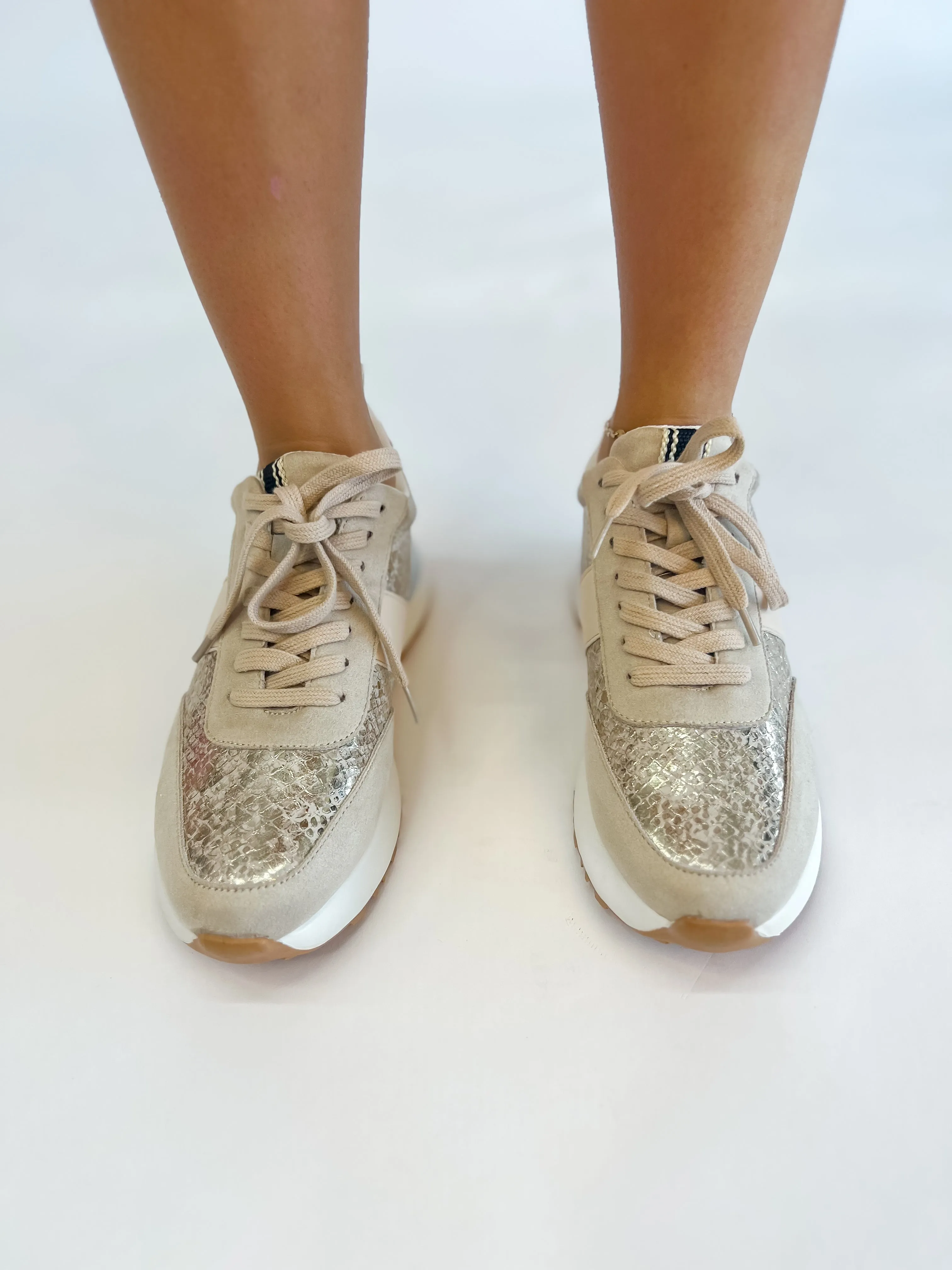 [Shu Shop] Serafina Gold Snake Bling Sneakers