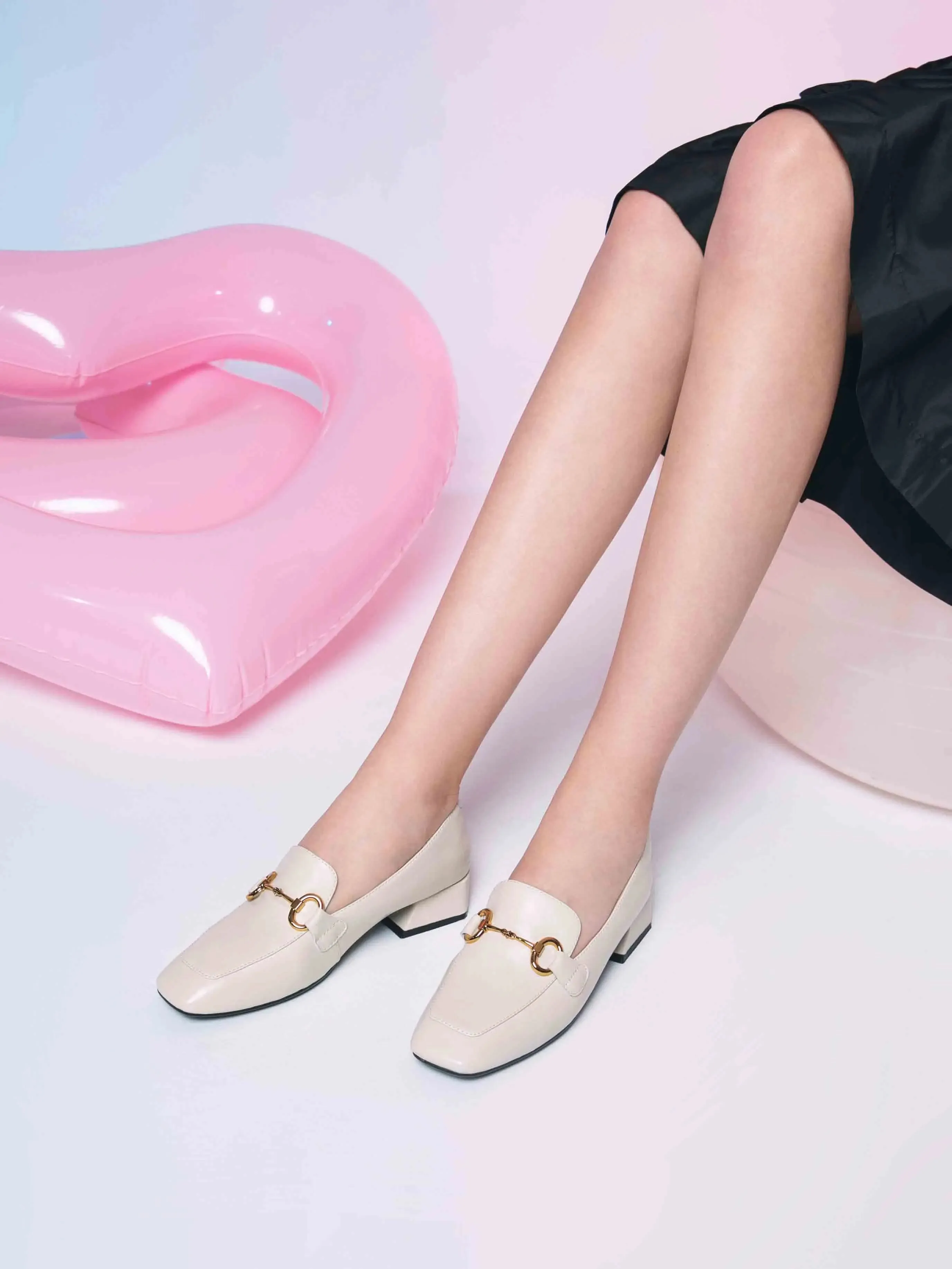 Arwen Classic Metal Buckle Leather Loafers Miu Miu Platform Loafers