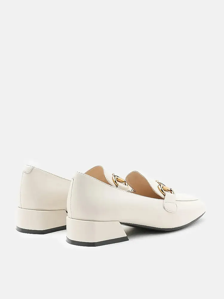 Arwen Classic Metal Buckle Leather Loafers Chocolate Flow Heeled Loafers