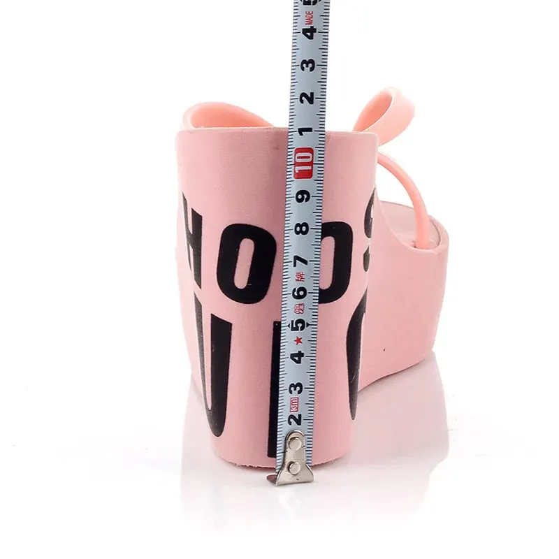 Flip Flop Digital Logic Fashion Water-Resistant High-Heeled Slippers