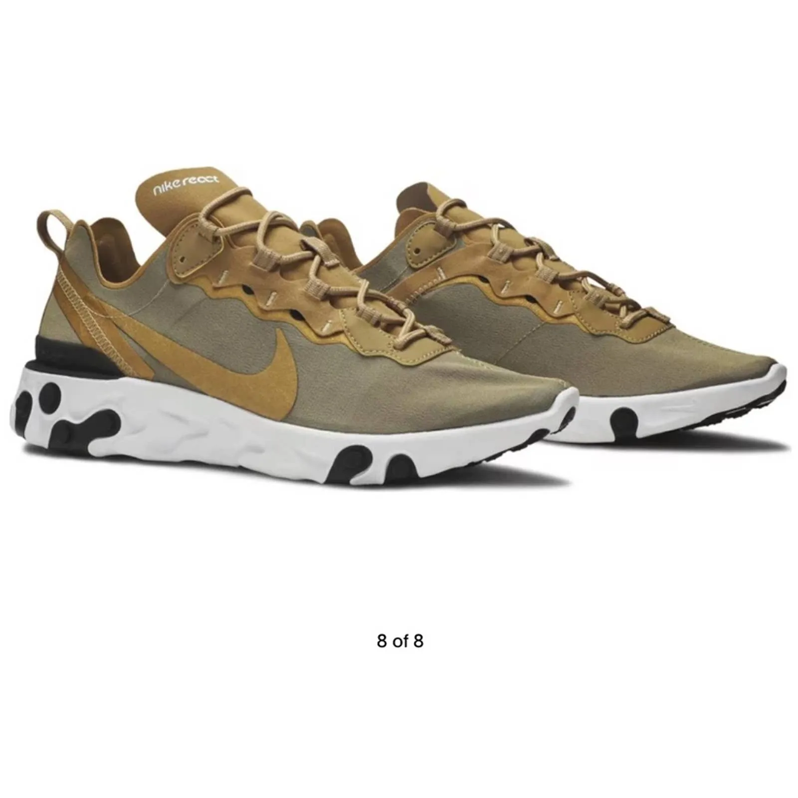 Size 6 Nike React Element 55 'Metallic Gold' Tennis Shoes Asics Tokyo Running Shoes