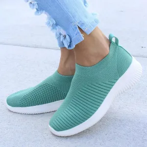 Women Shoes Knitting Sock Sneakers Women Spring Summer Slip On Flat Shoes Women Plus Size Loafers Flats Walking krasovki Famela Rubinacci Loafers