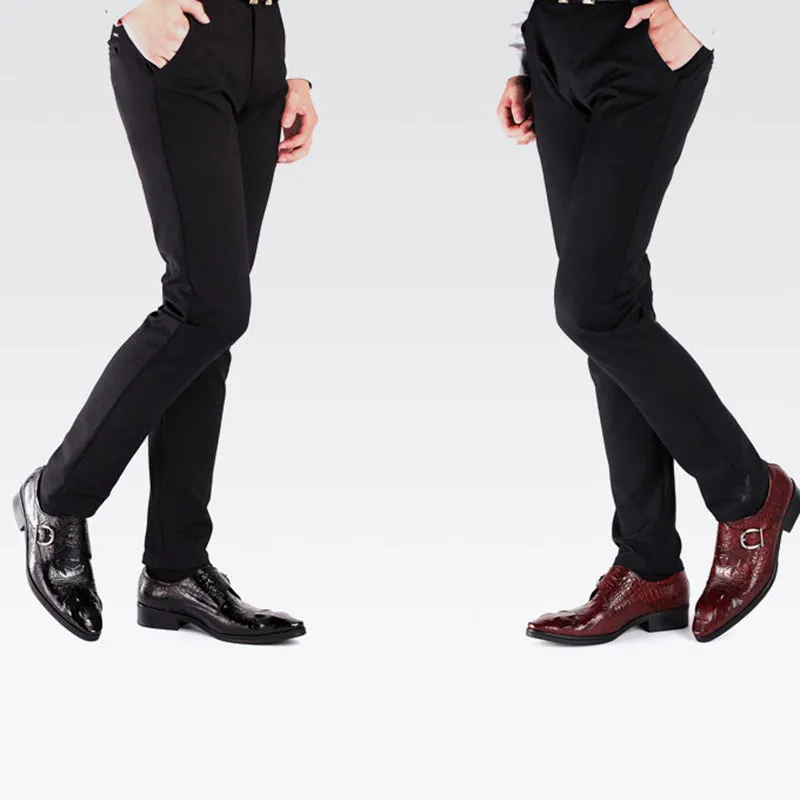 Men's alligator embossed monk shoes Shiny Loafers