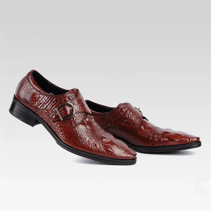 Loafers In Spanish Men's alligator embossed monk shoes