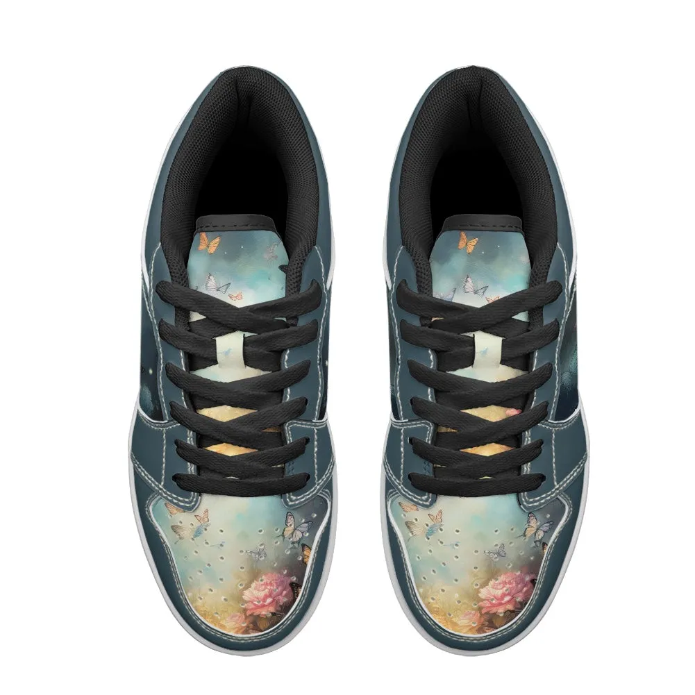 Kangaroo Sneakers Butterfly Women's Low Top Leather Sneakers