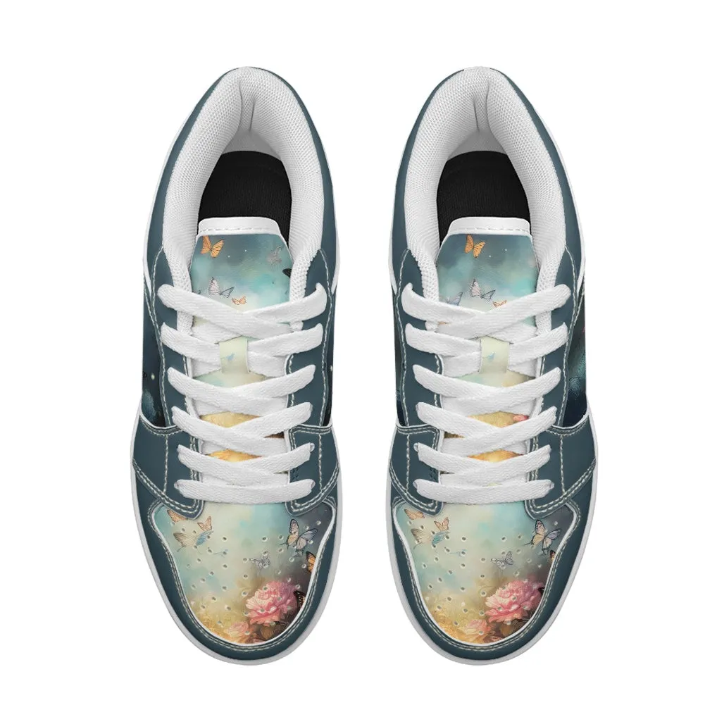 Shoelaces For Sneakers Butterfly Women's Low Top Leather Sneakers