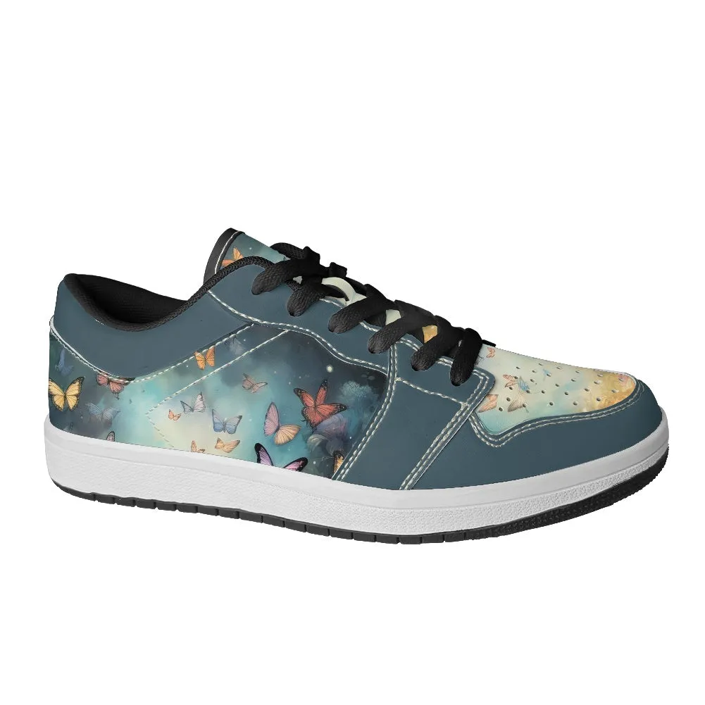 Wheel Sneakers Butterfly Women's Low Top Leather Sneakers