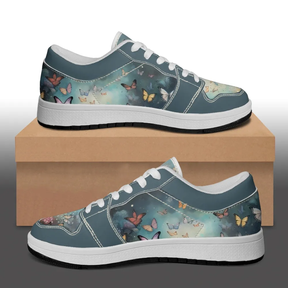 Butterfly Women's Low Top Leather Sneakers Sporting Goods Sneakers
