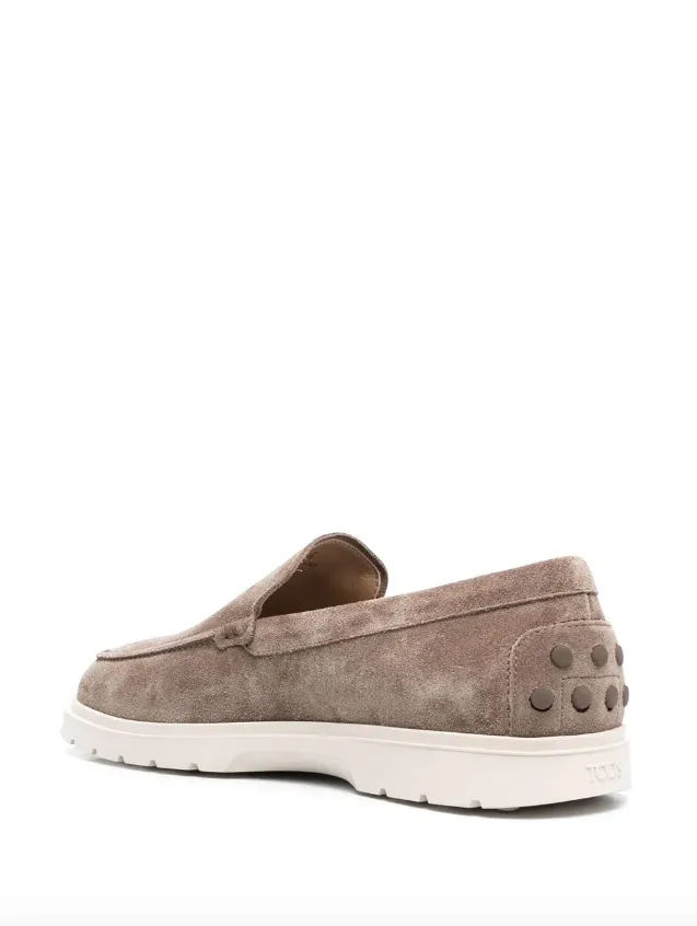 Tod's Slipper Loafers in Suede Grant Stone Traveler Penny Loafers