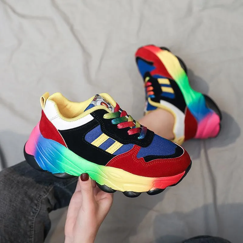 Women fashion colorful lace up slip on platform sneakers Harrier Sneakers