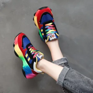 Women fashion colorful lace up slip on platform sneakers Sneakers Club C 85