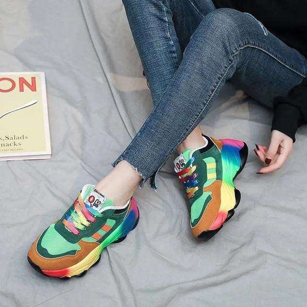 On Cloud Sneakers Women fashion colorful lace up slip on platform sneakers