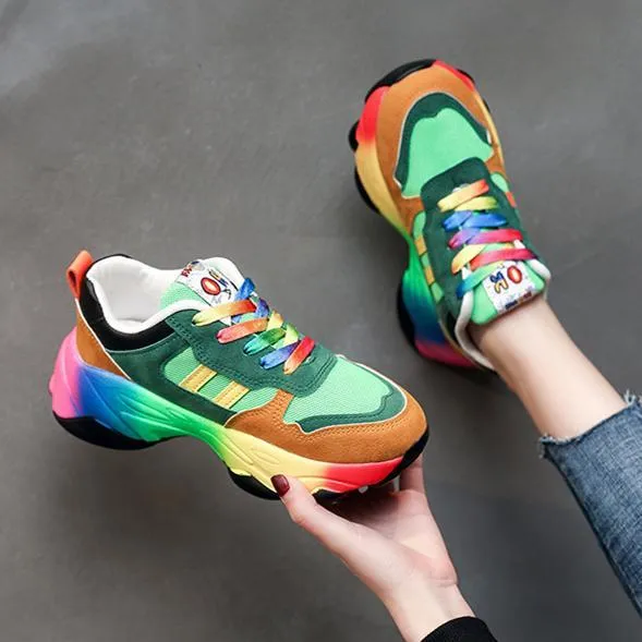 Sneakers Salesneakers Sale Women fashion colorful lace up slip on platform sneakers