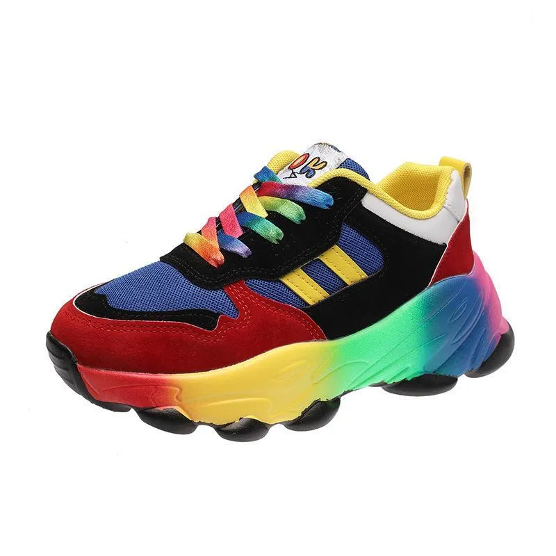 Man Sneakers Women fashion colorful lace up slip on platform sneakers