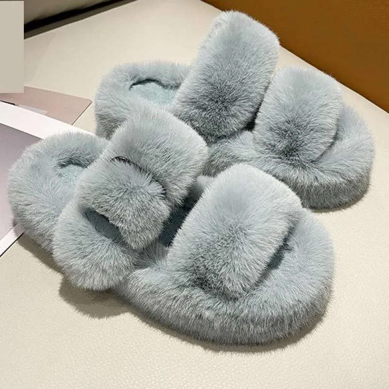 Dancing Slippers For Wedding Guests Plush Furry Slide Slippers