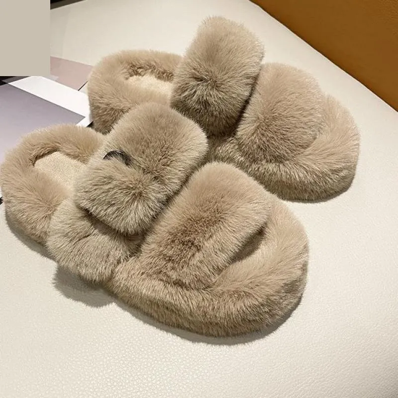 Goldenstar Slides Plush Furry Slide Slippers