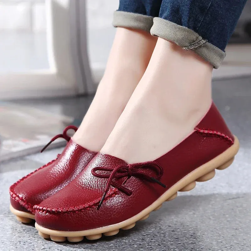 Florsheim Shoes Penny Loafers Shoes for Women Moccasins Flats  Woman Loafers Genuine Leather Female Shoes Slip On Ballet Nurse Women's Shoes