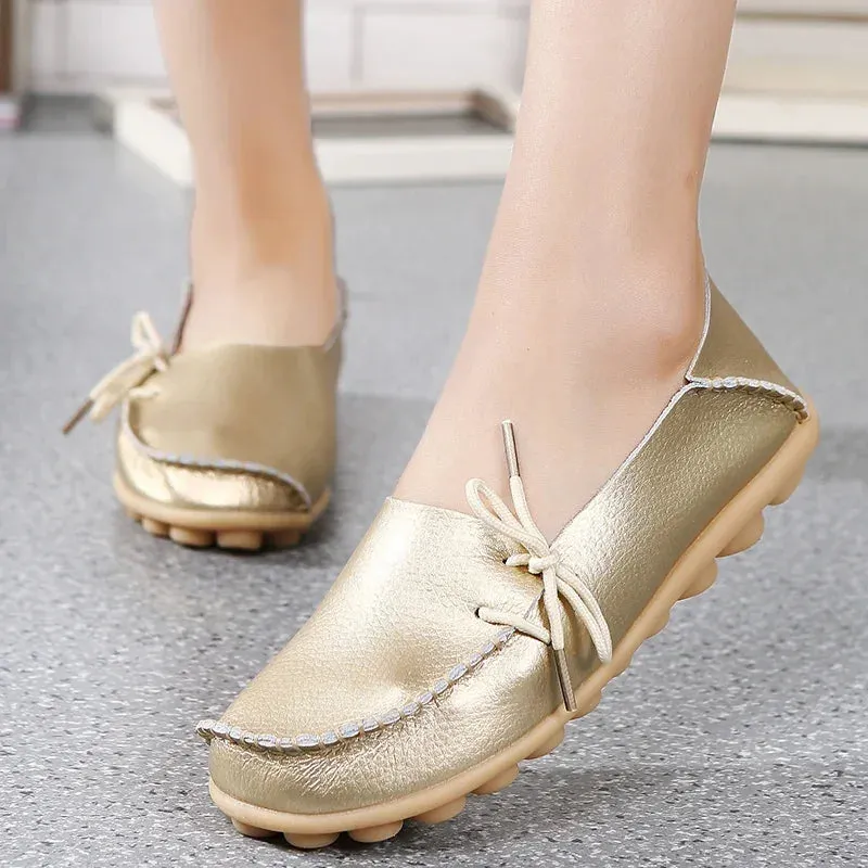 Best No Show Socks For Loafers Shoes for Women Moccasins Flats  Woman Loafers Genuine Leather Female Shoes Slip On Ballet Nurse Women's Shoes