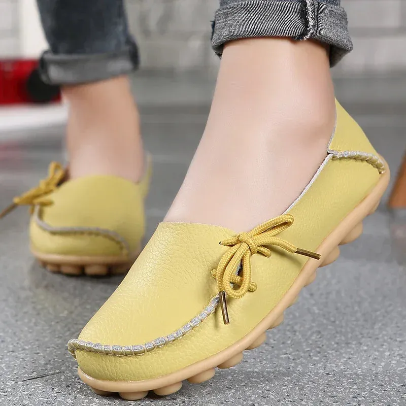 Shoes for Women Moccasins Flats  Woman Loafers Genuine Leather Female Shoes Slip On Ballet Nurse Women's Shoes Linen Loafers