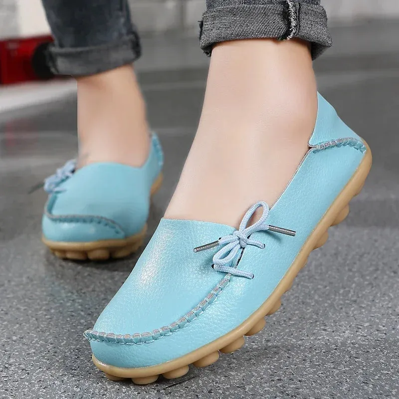 Shoes for Women Moccasins Flats  Woman Loafers Genuine Leather Female Shoes Slip On Ballet Nurse Women's Shoes Vibram Sole Loafers