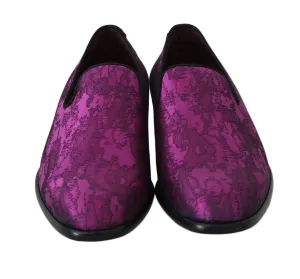 Loafers Walk Dolce & Gabbana Purple Jacquard Loafers Dress Formal Shoes