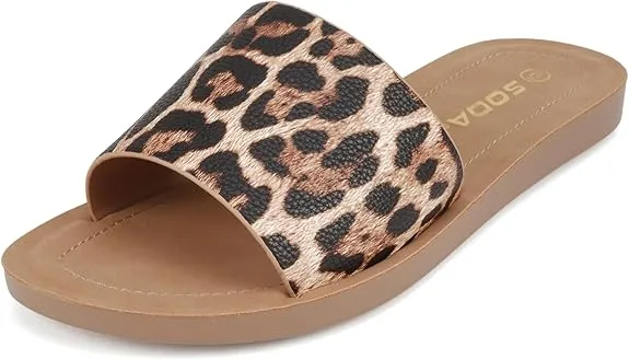 Soda Shoes Efron-S Women Flip Flops Basic Plain Slippers Slip On Sandals Slides Casual Peep Toe Beach Narrow Width Flip Flops