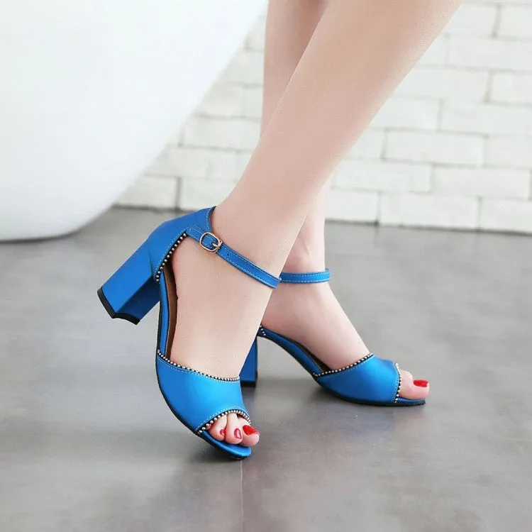 Women's's Bling Bling Peep Toe Chunky Heel Sandals Walker Sandals