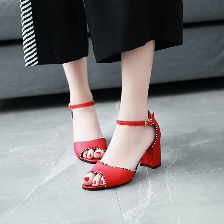 Fabric Sandals Women's's Bling Bling Peep Toe Chunky Heel Sandals