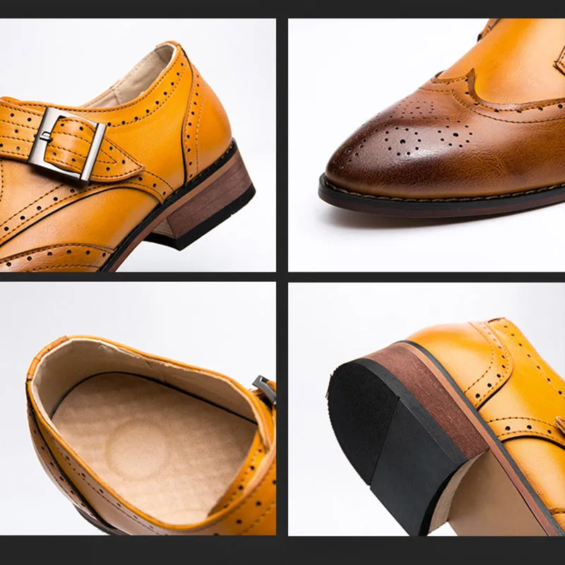 Loafers Sports Bar Men's color block wing tip carved monk shoes