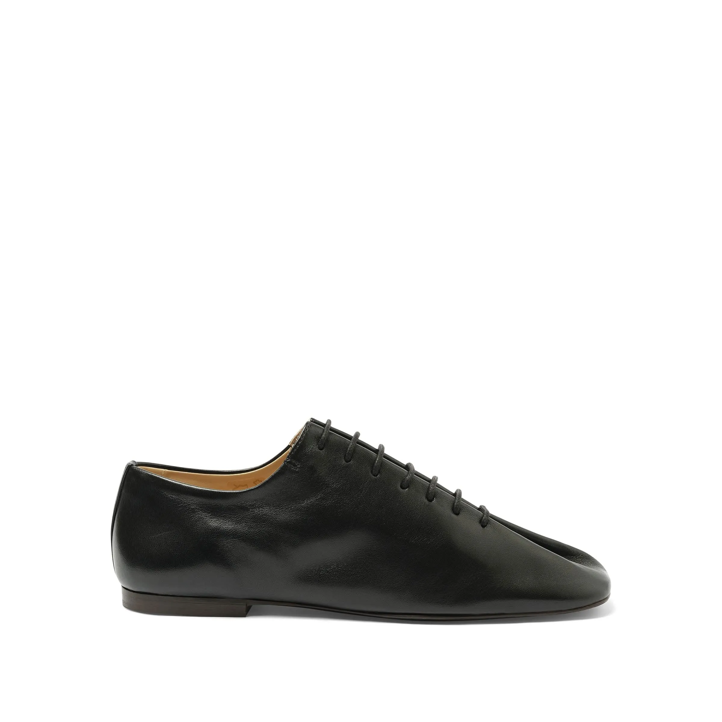 Oxford Heels Lace Up Souris Classic Flat Derby in Black