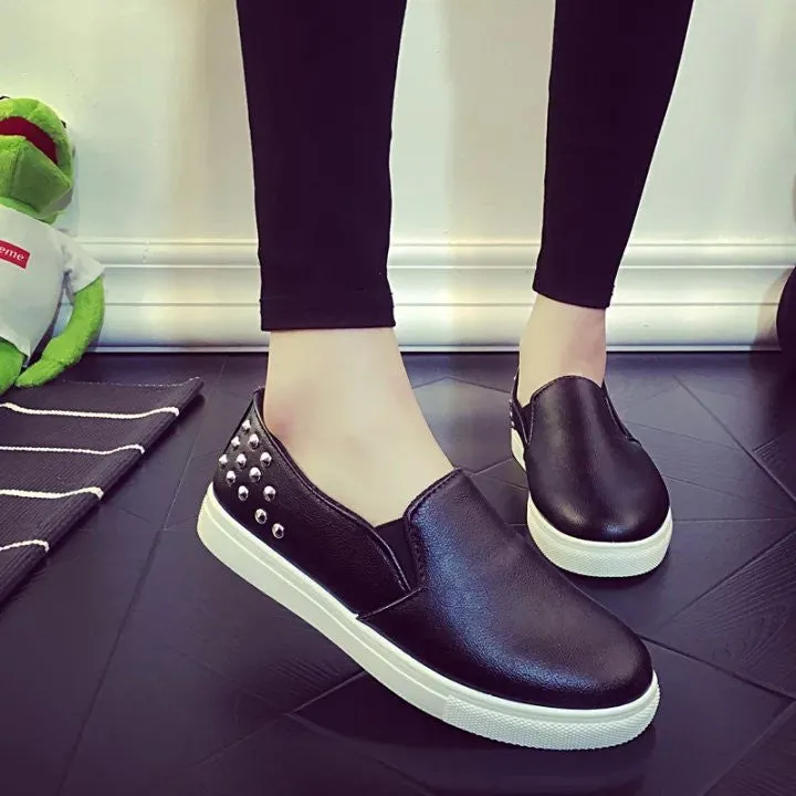 Loafers Wedge Heel Spring Autumn Women Leather shoes For Woman Black Loafers snakeskin shoes slip on Loafer Casual Shoes