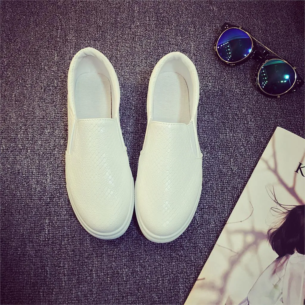 Spring Autumn Women Leather shoes For Woman Black Loafers snakeskin shoes slip on Loafer Casual Shoes zapatos mujer Perrine Loafers