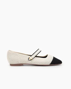 Square Toe Mary Jane Multi-color Flats (Pearl) Monolith Lug-sole Loafers
