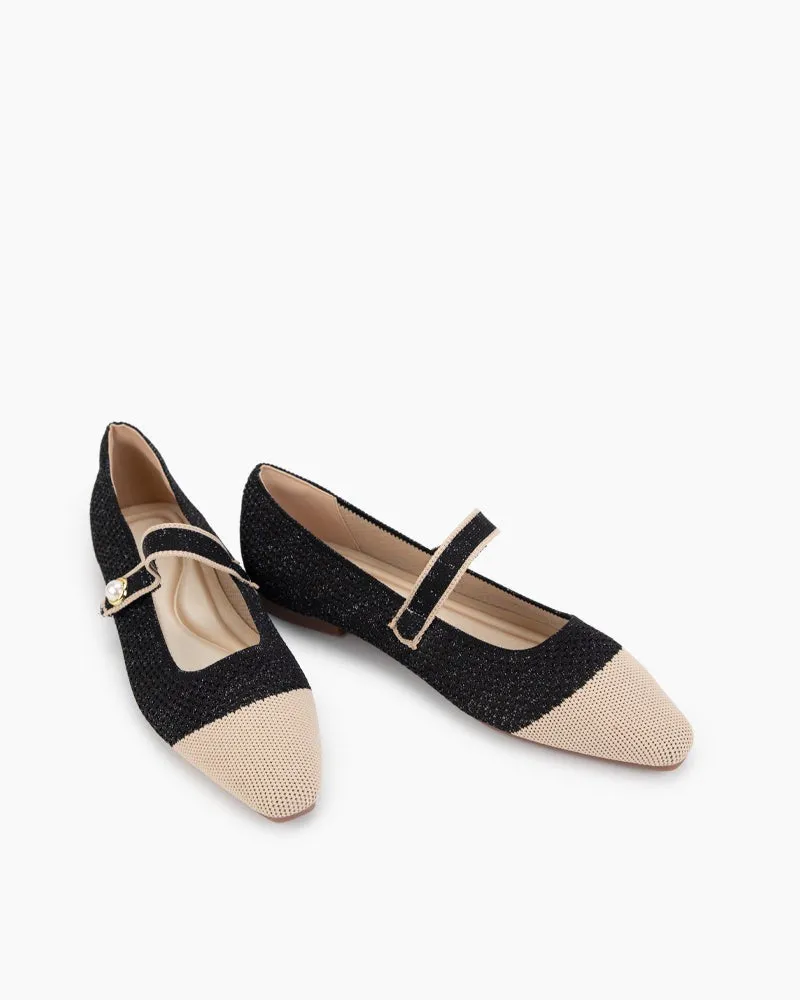 Square Toe Mary Jane Multi-color Flats (Pearl) Leather Loafers With Tassels